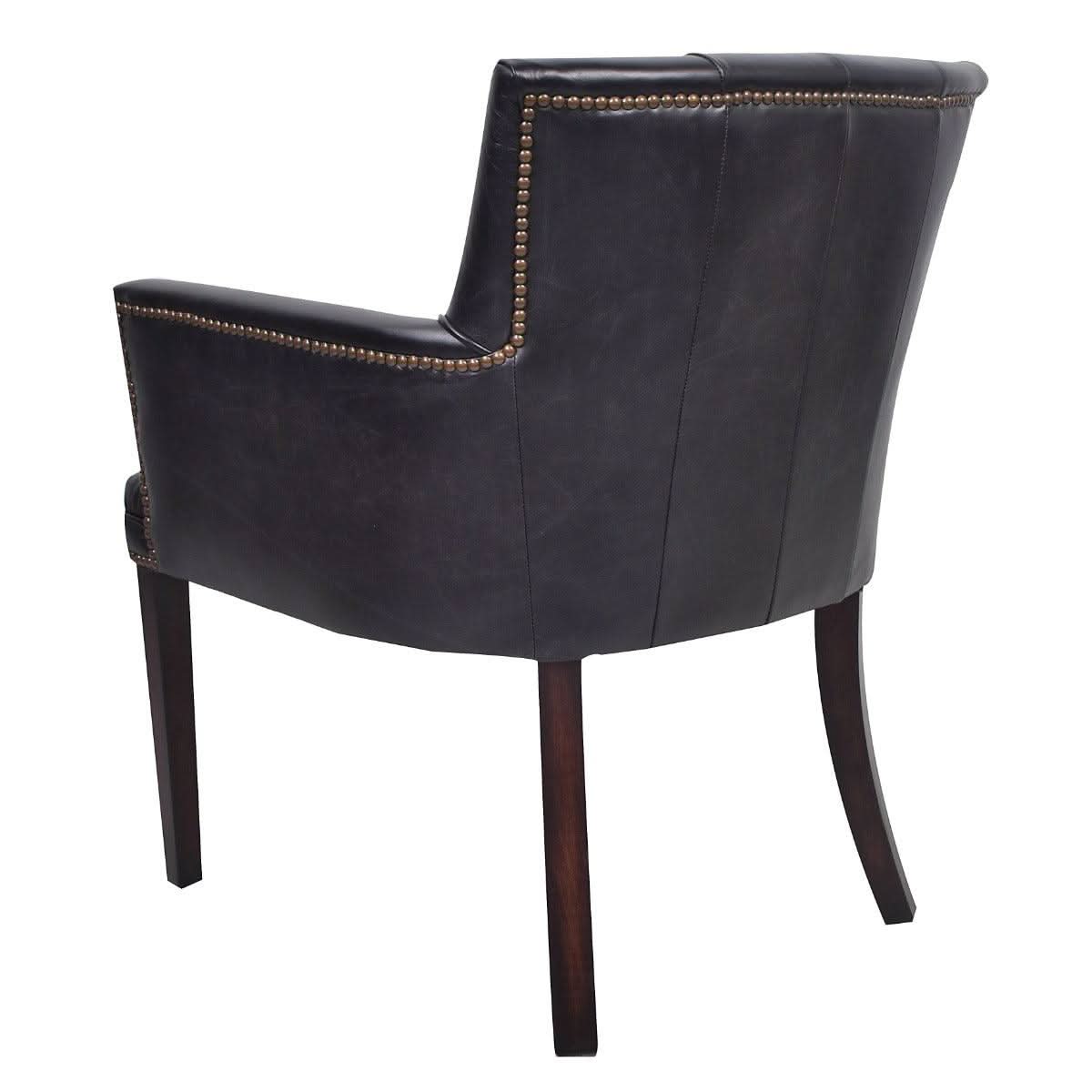 Verdon Vintage Leather Armchair in Worn Coal detail