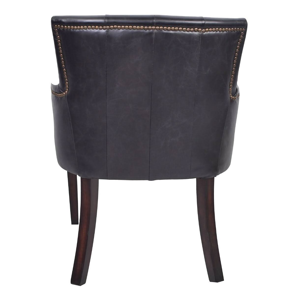 Verdon Vintage Leather Armchair in Worn Coal back