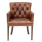 VERDON VINTAGE LEATHER ARMCHAIR ACCENT CHAIR WITH BRASS STUD TRIM - MyChocolateWood
