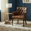 VERDON VINTAGE LEATHER ARMCHAIR ACCENT CHAIR WITH BRASS STUD TRIM - MyChocolateWood