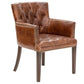 VERDON VINTAGE LEATHER ARMCHAIR ACCENT CHAIR WITH BRASS STUD TRIM - MyChocolateWood