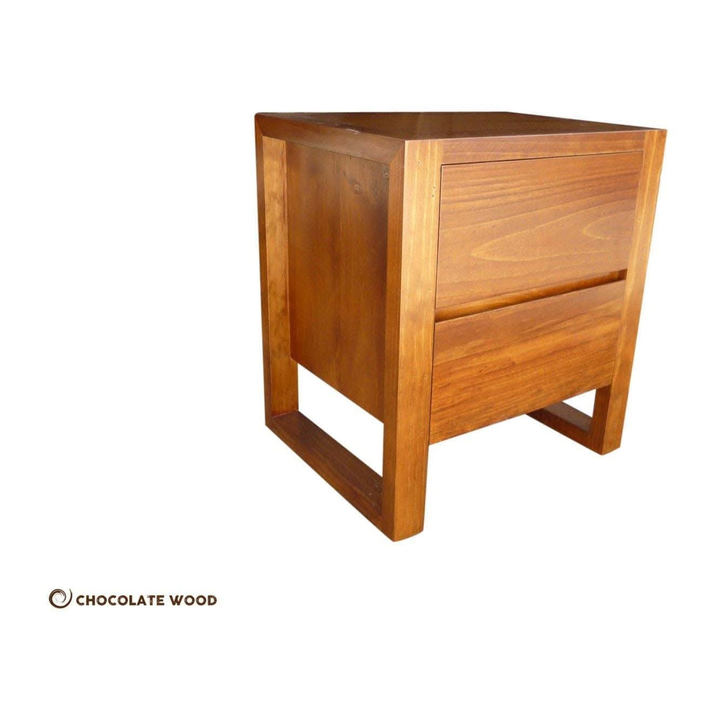 VERMONT AUSTRALIAN CUSTOM-MADE TASSIE OAK 2 DRAWER BEDSIDE TABLE