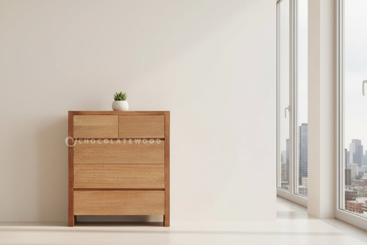 VERMONT TASSIE OAK 5 DRAWER TALLBOY/5 DRAWER CHEST OF DRAWERS - AUSTRALIAN CUSTOM MADE - MyChocolateWood