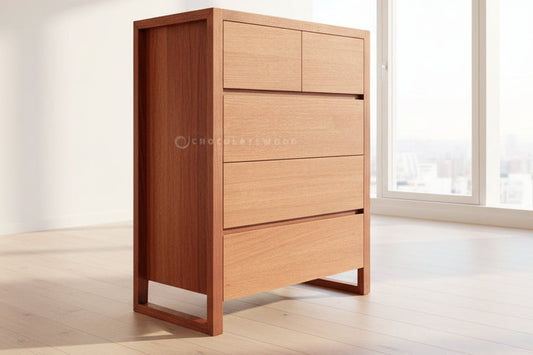 VERMONT TASSIE OAK 5 DRAWER TALLBOY/5 DRAWER CHEST OF DRAWERS - AUSTRALIAN CUSTOM MADE - MyChocolateWood