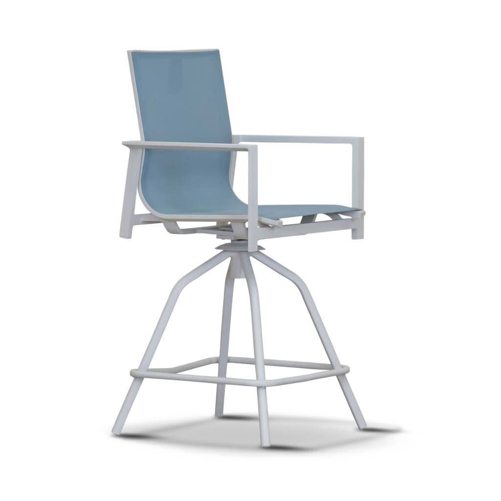 Versa Swivel Bar Chair, White / Blue - MyChocolateWood