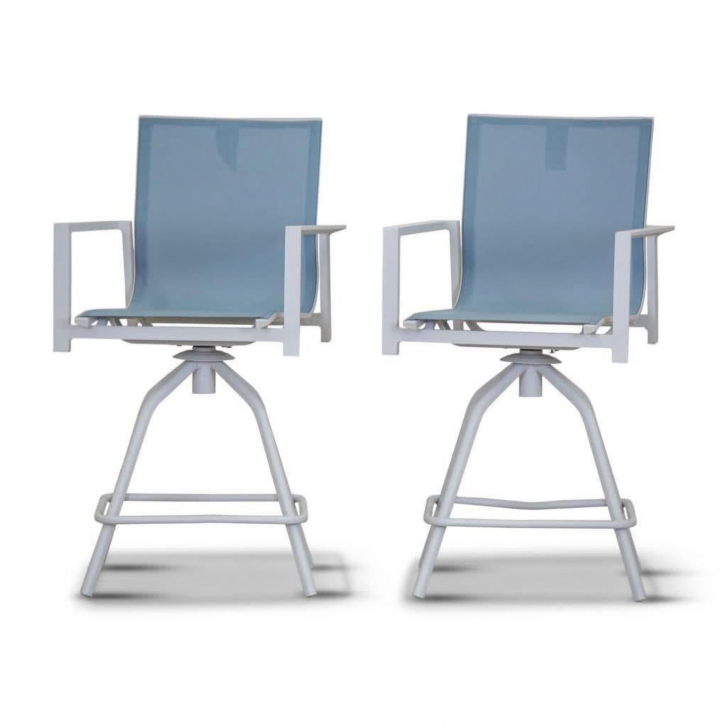 Versa Swivel Bar Chair, White / Blue