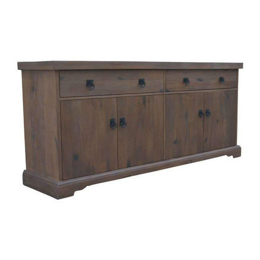 VIDAL SOLID MANGO WOOD BUFFET SIDEBOARD 4 DOORS 2 DRAWERS IN ANTIQUE WALNUT