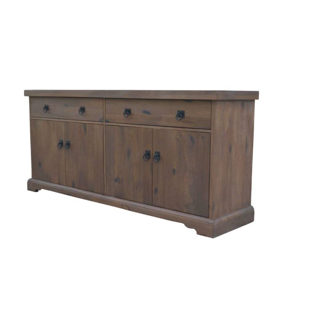 VIDAL SOLID MANGO WOOD BUFFET SIDEBOARD 4 DOORS 2 DRAWERS IN ANTIQUE WALNUT - MyChocolateWood