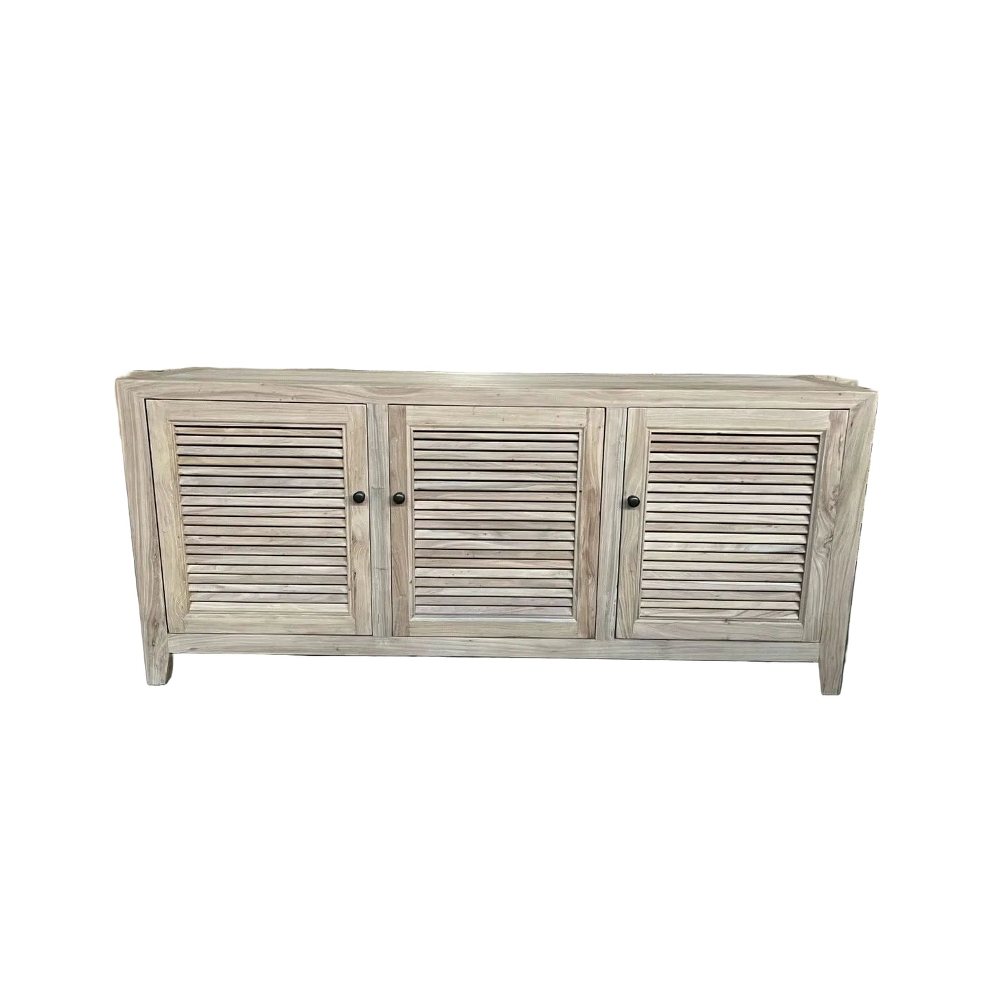 VILLA 3 DOORS LOUVRE STYLE TALL TV/ENTERTAINMENT UNIT IN RECYCLED ELM 160CM - MyChocolateWood