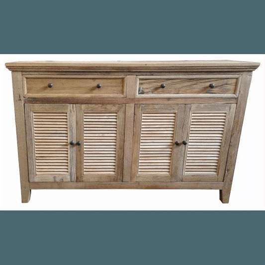 VILLA LOUVRE STYLE BUFFET/SIDEBOARD 4 DOORS 2 DRAWERS RECYCLED ELM 150CM