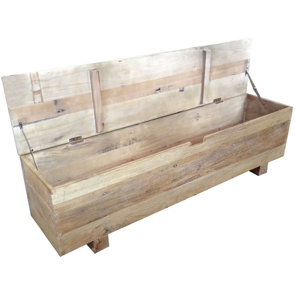 VILLA RUSTIC LOUVRE STYLE BENCH/STORAGE BOX 160CM IN RECYCLED ELM - MyChocolateWood