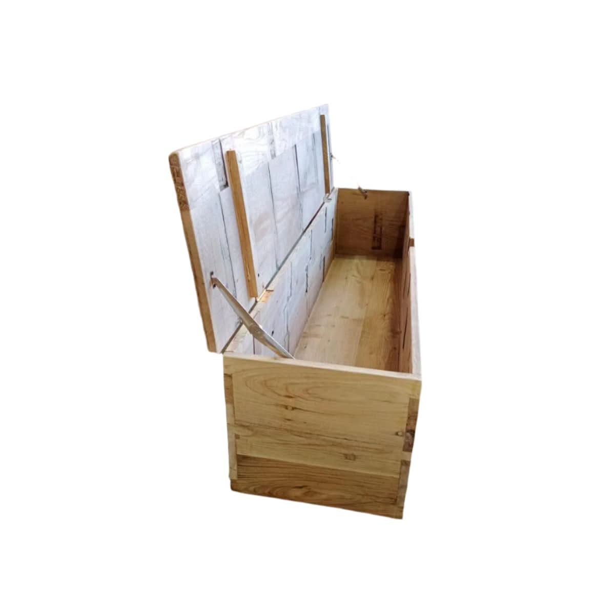 VILLA RUSTIC LOUVRE STYLE BENCH/STORAGE BOX 160CM IN RECYCLED ELM - MyChocolateWood
