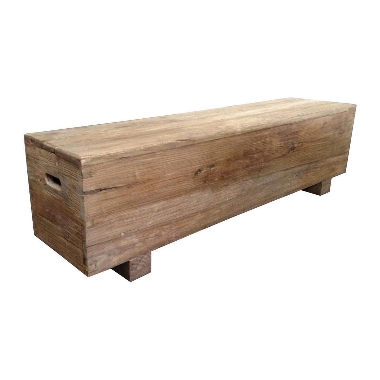VILLA RUSTIC LOUVRE STYLE BENCH/STORAGE BOX 160CM IN RECYCLED ELM