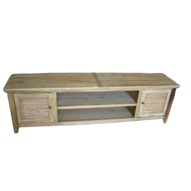 VILLA RUSTIC LOUVRE STYLE TV/ENTERTAINMENT UNIT 2 DOORS IN RECYCLED ELM 200CM - MyChocolateWood