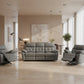 VOGUE GENUINE LEATHER 3-SEATER SOFA WITH 2 RECLINERS + 2 SINGLE RECLINER ARMCHAIRS LOUNGE SUITE GREY - MyChocolateWood