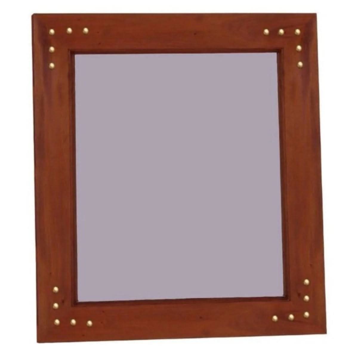 WARNICK SOLID MAHOGANY TIMBER FRAME MIRROR IN WITH STUDS IN MAHOGANY 100CM - MyChocolateWood
