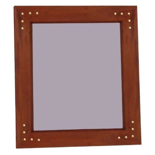 WARNICK SOLID MAHOGANY TIMBER FRAME MIRROR IN WITH STUDS IN MAHOGANY 100CM - MyChocolateWood