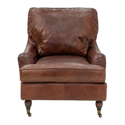 WEMBLEY AGED LEATHER ARMCHAIR IN ORIGINAL AGED LEATHER - MyChocolateWood