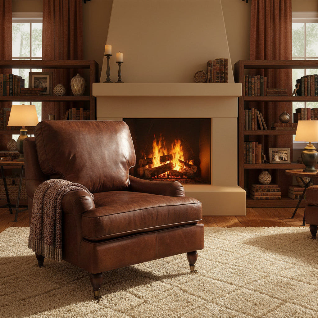 WEMBLEY AGED LEATHER ARMCHAIR IN ORIGINAL AGED LEATHER - MyChocolateWood