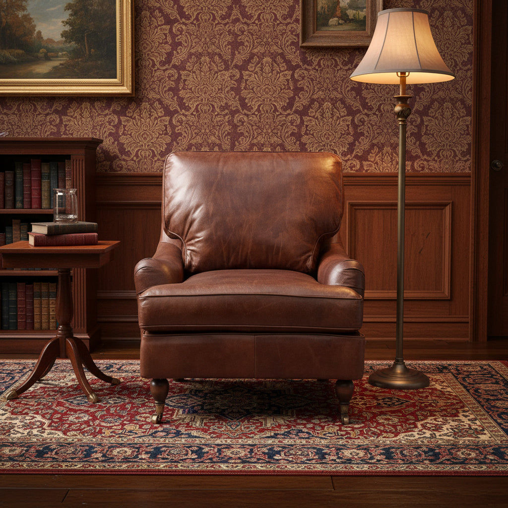 WEMBLEY AGED LEATHER ARMCHAIR IN ORIGINAL AGED LEATHER - MyChocolateWood