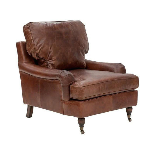 WEMBLEY AGED LEATHER ARMCHAIR IN ORIGINAL AGED LEATHER - MyChocolateWood
