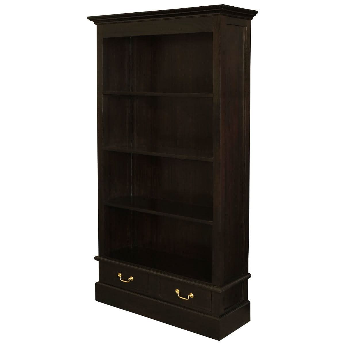 Tasmania Solid Mahogany Wide 2 Drawer Bookcase in Chocolate - Chocolate Wood