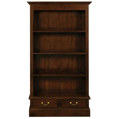 Tasmania Solid Mahogany Wide 2 Drawer Bookcase in Mahogany - Chocolate Wood