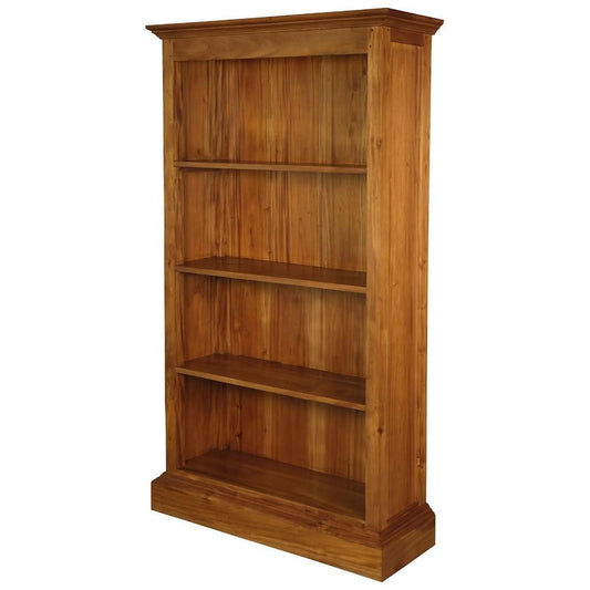 Tasmania Solid Mahogany Wide Bookcase in Light Pecan - Chocolate Wood