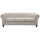 WOODLEY 3-SEATER CHESTERFIELD SOFA COUCH SETTEE IN BEIGE FABRIC - MyChocolateWood
