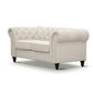 WOODLEY LOUNGE CHESTERFIELD 2-SEATER SOFA COUCH SETTEE IN BEIGE FABRIC - MyChocolateWood