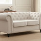 WOODLEY LOUNGE CHESTERFIELD 2-SEATER SOFA COUCH SETTEE IN BEIGE FABRIC - MyChocolateWood