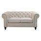 WOODLEY LOUNGE CHESTERFIELD 2-SEATER SOFA COUCH SETTEE IN BEIGE FABRIC - MyChocolateWood