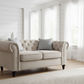WOODLEY LOUNGE CHESTERFIELD 2-SEATER SOFA COUCH SETTEE IN BEIGE FABRIC - MyChocolateWood
