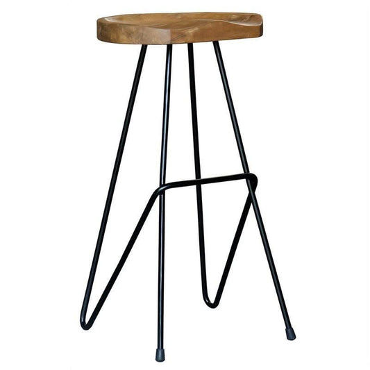 YORKIE RECYCLED TEAK TIMBER & IRON BAR STOOL- BLACK - MyChocolateWood