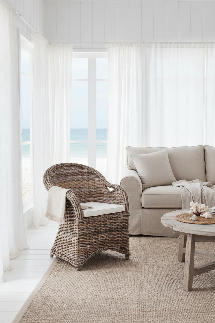 ZANZIBAR RATTAN WEAVE CHAIR WITH CUSHION - MyChocolateWood
