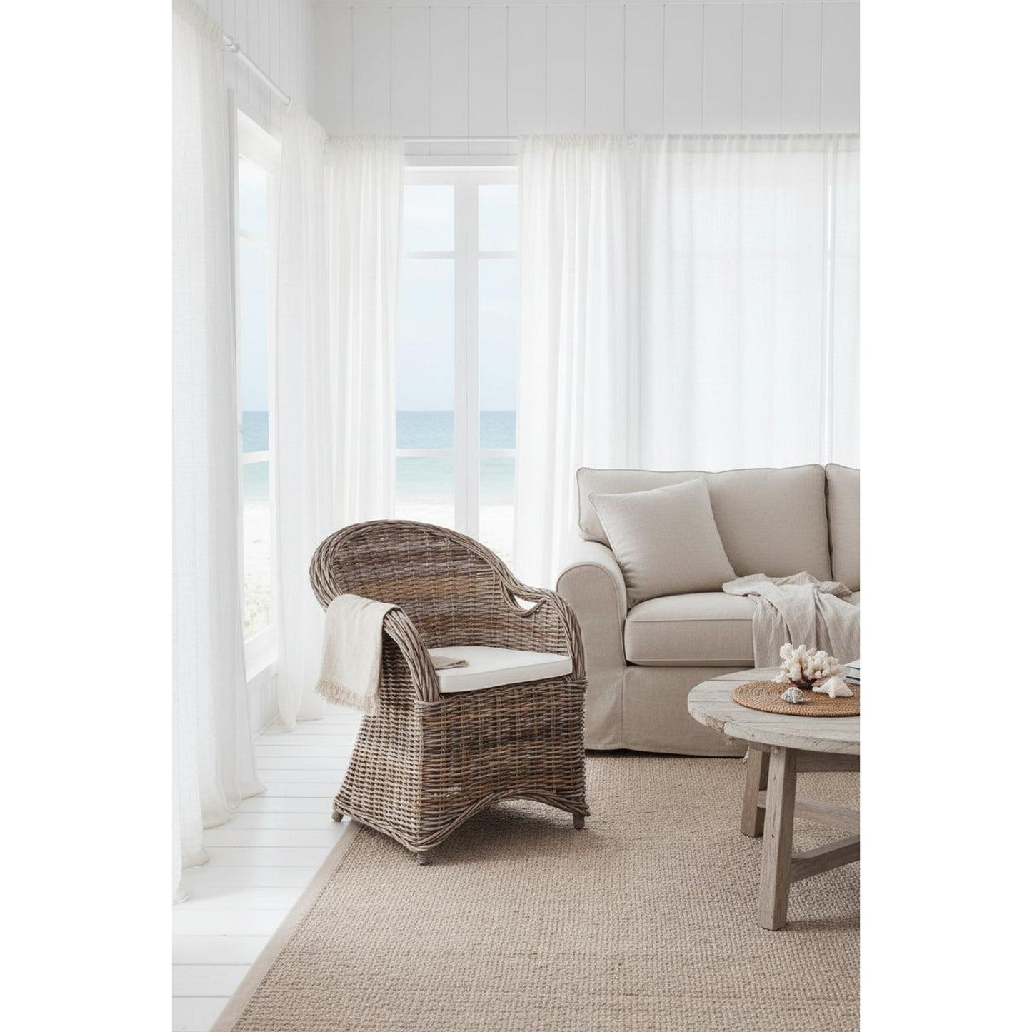 ZANZIBAR RATTAN WEAVE CHAIR WITH CUSHION