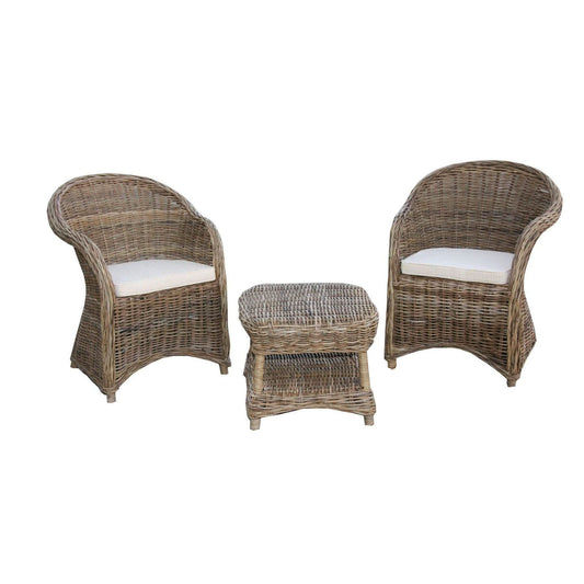 ZELDA RATTAN WEAVE CHAIR SET (2 CHAIRS + RATTAN TABLE) NATURAL - MyChocolateWood