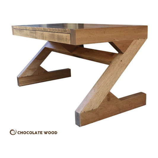 Australian-made recycled Tassie Oak desk by Chocolate Wood, featuring a sturdy wooden surface and custom craftsmanship.