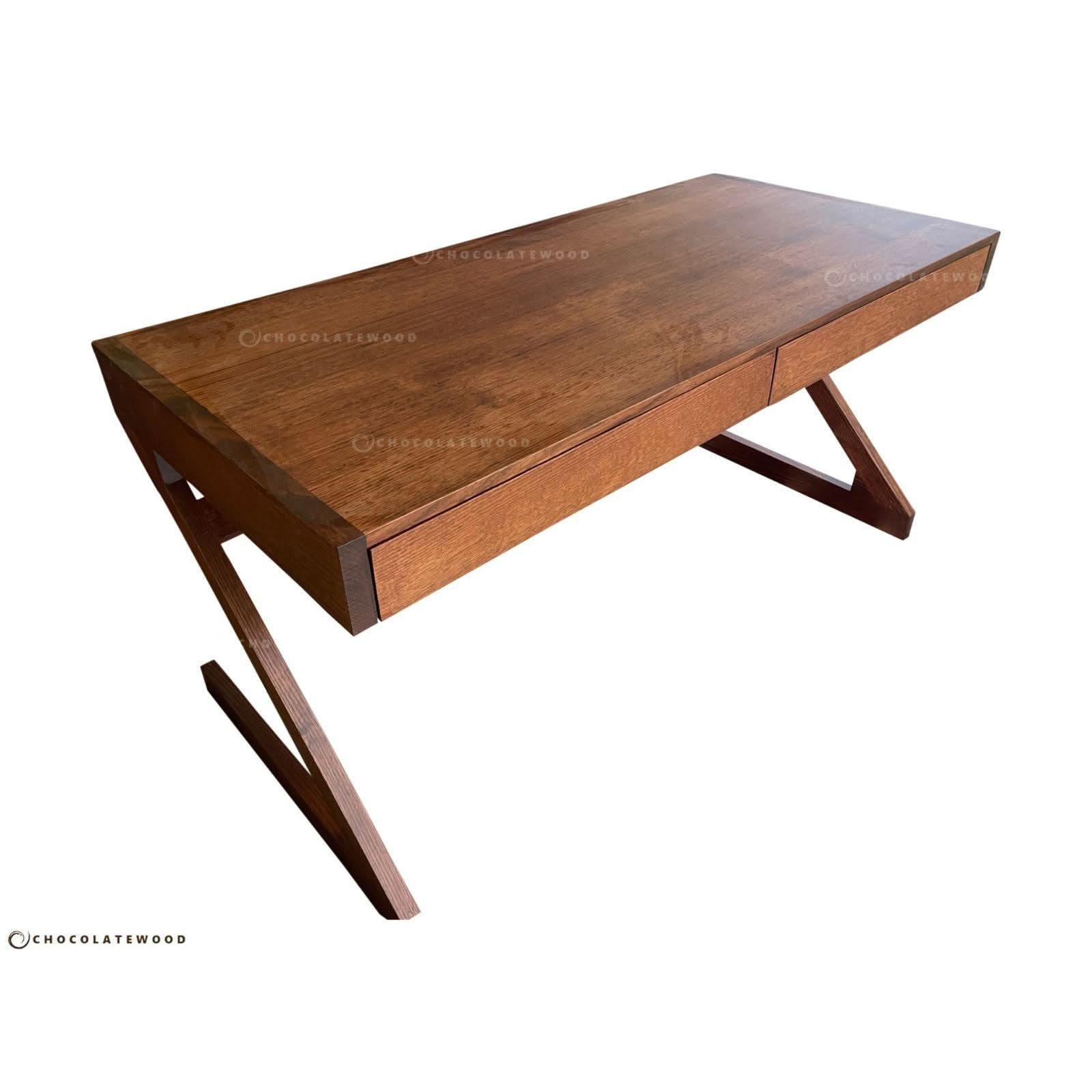 Zeta Desk in Dark Honey angle