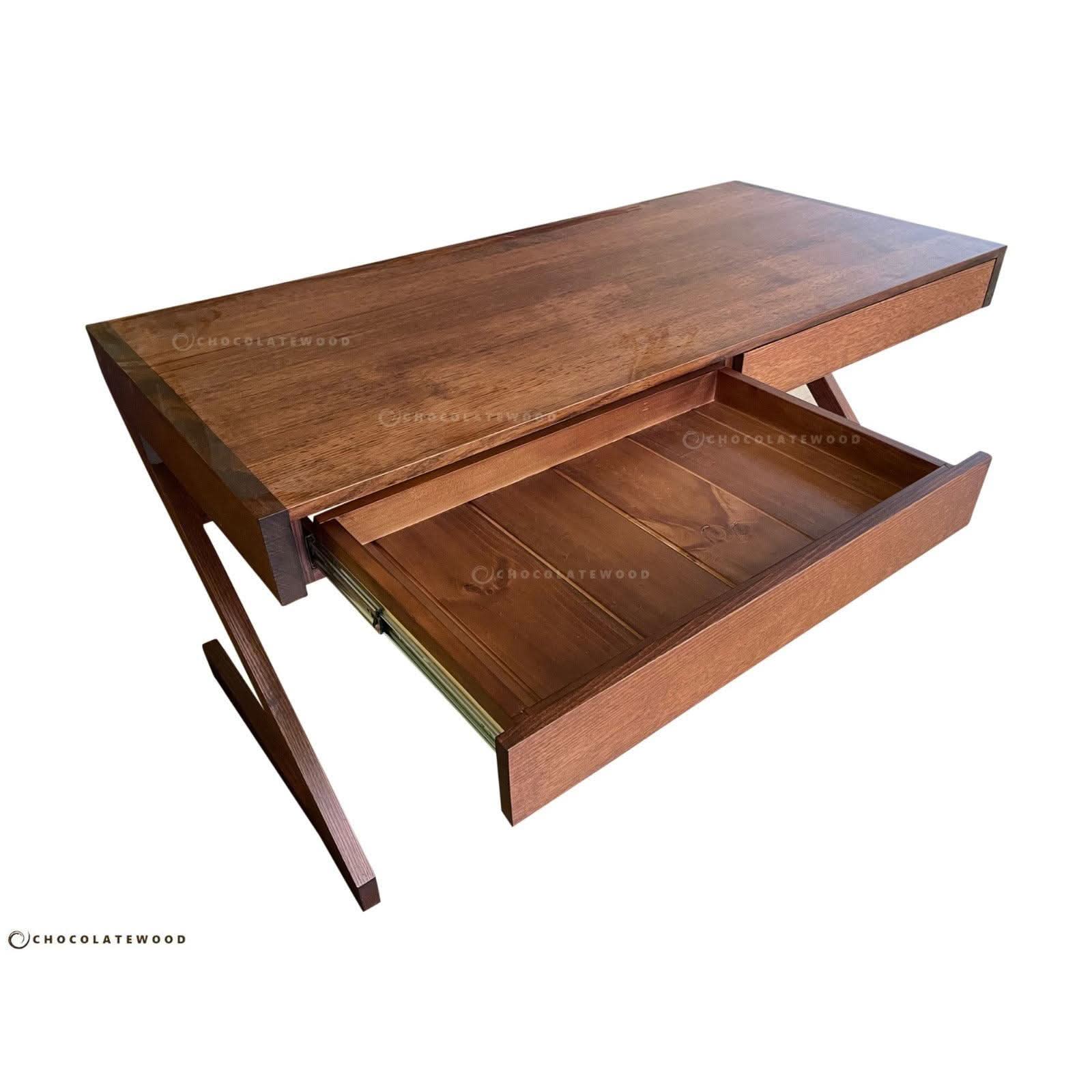 Zeta Desk in Dark Honey drawers