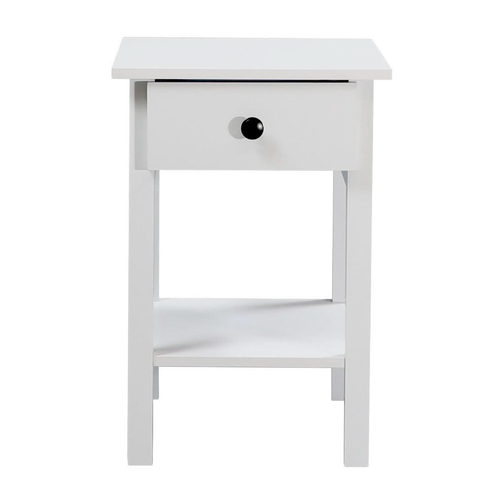 Zyla 1-Drawer 1-Shelf Bedside Table in White detail