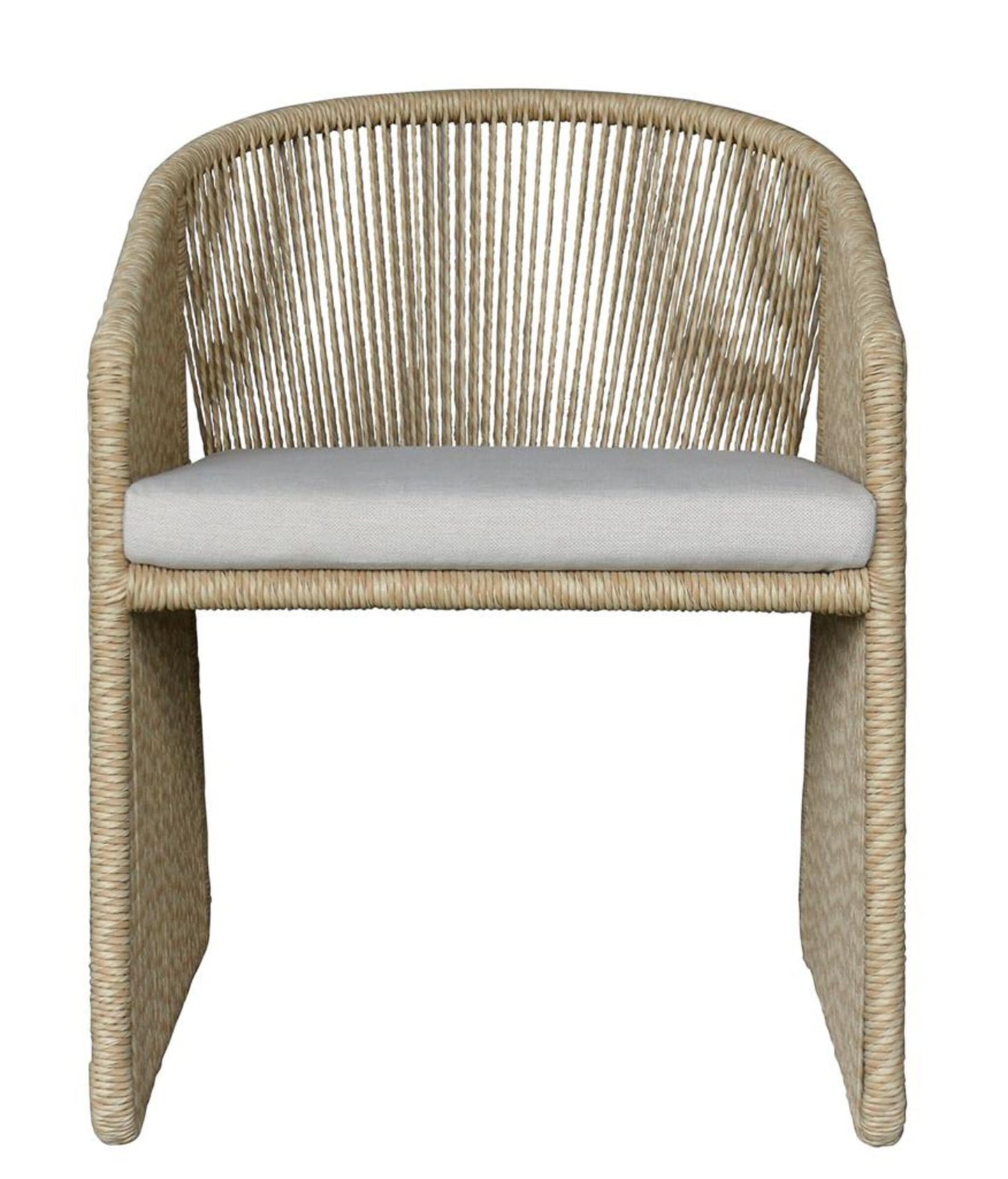 DORVEN WICKER & STEEL OUTDOOR DINING CHAIR NATURAL/CREAM