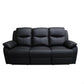 Lancy Premium Leather 3-Seater Manual Recliner Sofa in Black - Chocolate Wood