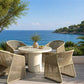 DORVEN WICKER & STEEL OUTDOOR DINING CHAIR NATURAL/CREAM