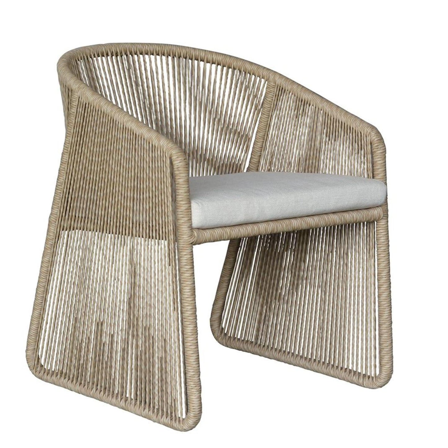 Dorven Wicker & Steel Outdoor Dining Chair in Natural & Cream