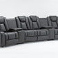 MIDGLEY FABRIC 4-SEATER  HOME THEATRE W/ DUAL MOTOR ELECTRIC RECLINER CHARCOAL