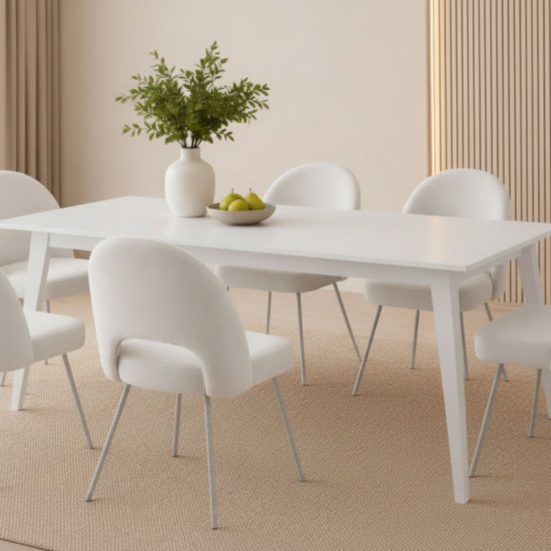 HALIFAX SOLID ACACIA TIMBER DINING TABLE  IN BRUSHED WHITE 180CM