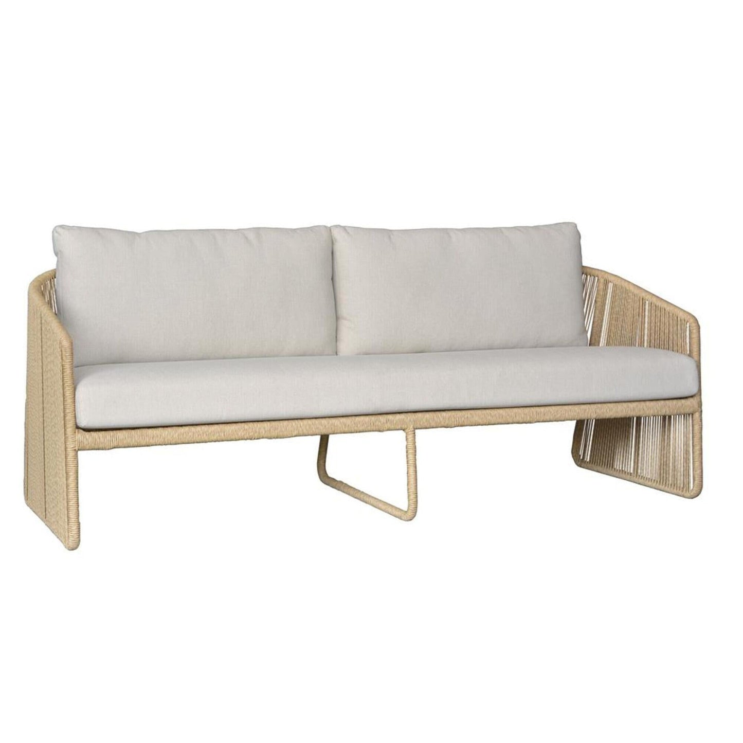 Dorven Wicker & Steel 3-Seater Outdoor Sofa in Natural & Cream