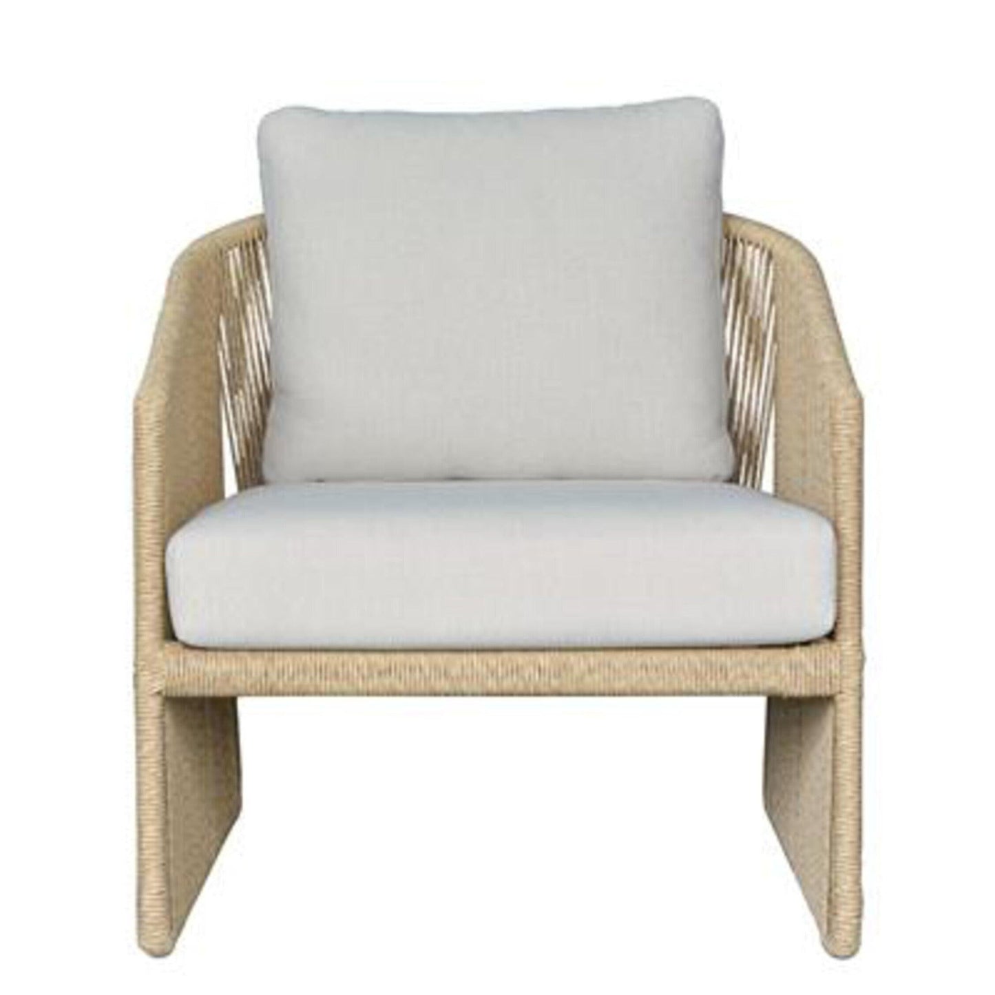 Dorven Wicker & Steel Outdoor Armchair in Natural & Cream