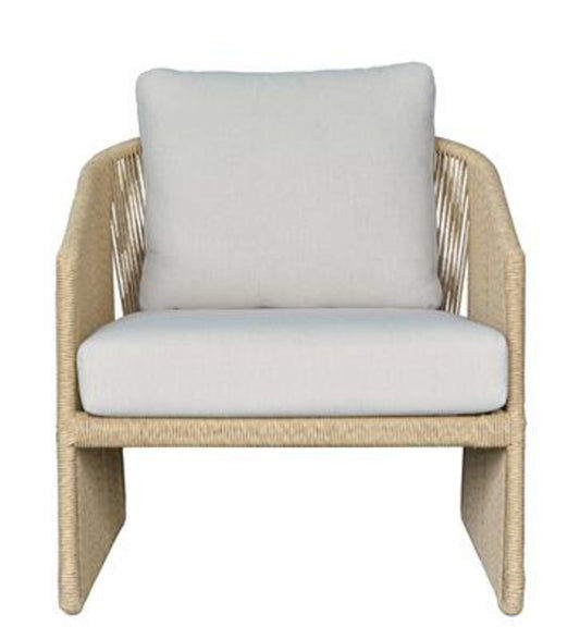 Dorven Wicker & Steel Outdoor Armchair in Natural & Cream